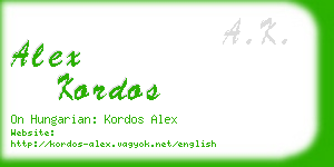 alex kordos business card